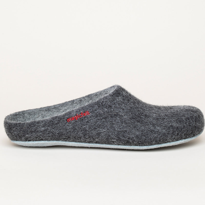Merino-Hausschuh mit Ledersohle "anthrazit"