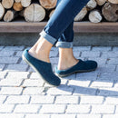 Merino-Hausschuh mit Gummilaufsohle "dark-petrol"