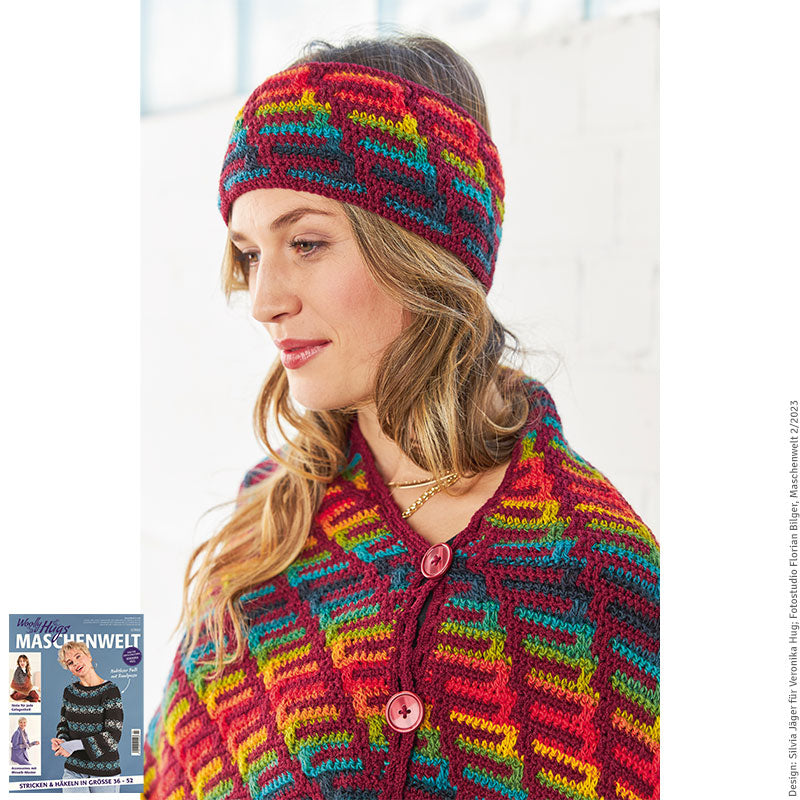 Damenponcho mit Stirnband "Merino Silk Socks & Year Socks" LK4666