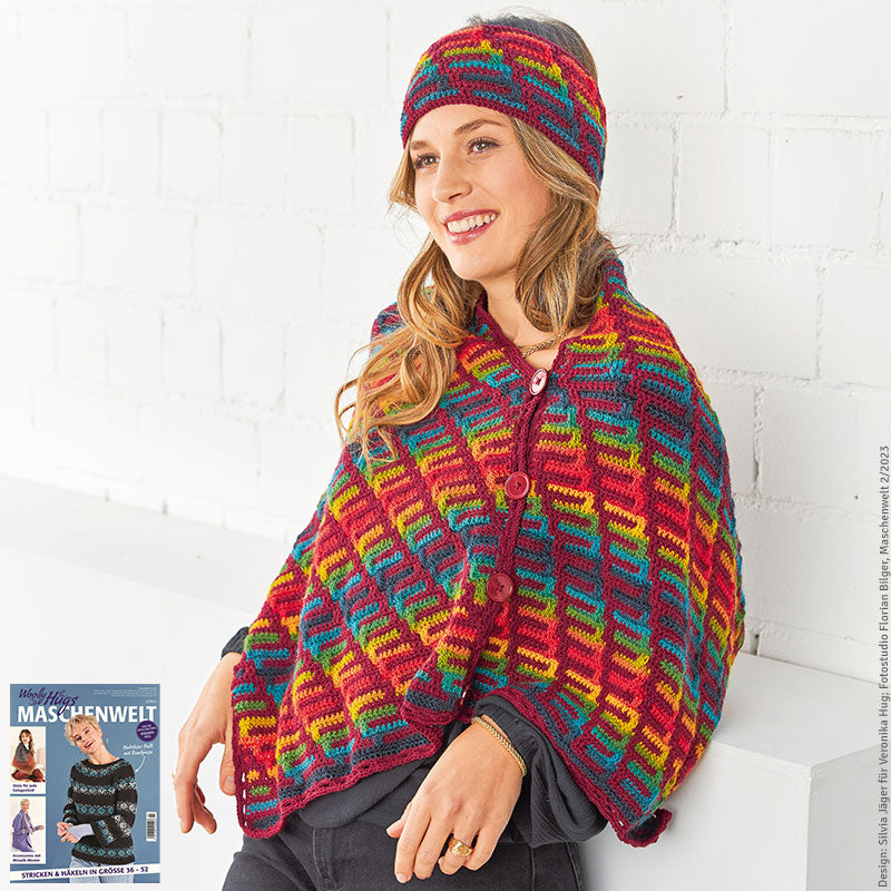 Damenponcho mit Stirnband "Merino Silk Socks & Year Socks" LK4666